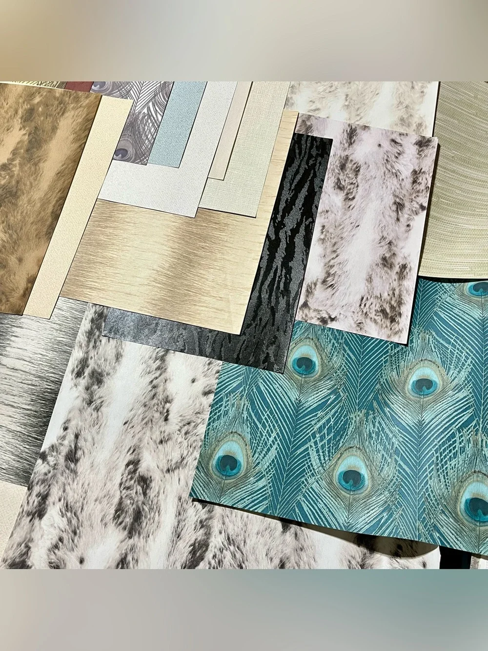 20 Assorted Designer Wallpaper Sample Sheets DIY Animal Print Theme Fur, Peacock